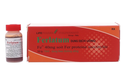 Dung dịch uống Ferlatum 40mg trị thiếu máu do thiếu sắt (10 lọ x 15ml)