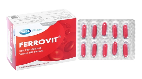 Ferrovit bổ sung sắt và axit folic, trị thiếu máu (5 vỉ x 10 viên)