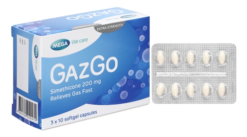 GazGo 200mg trị trướng bụng, đầy hơi (3 vỉ x 10 viên)