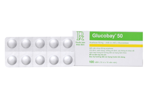 Glucobay 50 trị đái tháo đường (10 vỉ x 10 viên)