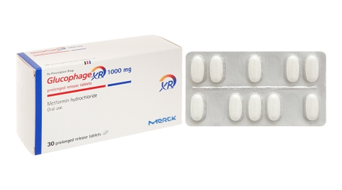 Glucophage XR 1000mg trị đái tháo đường tuýp 2 (3 vỉ x 10 viên)