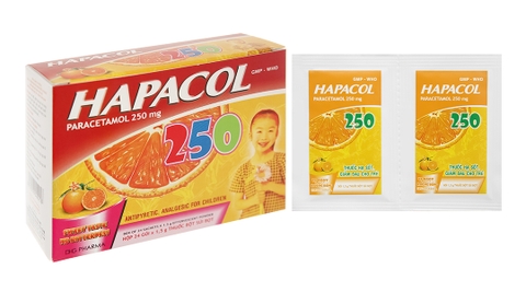 Bột sủi Hapacol 250 giảm đau, hạ sốt (24 gói x 1.5g)