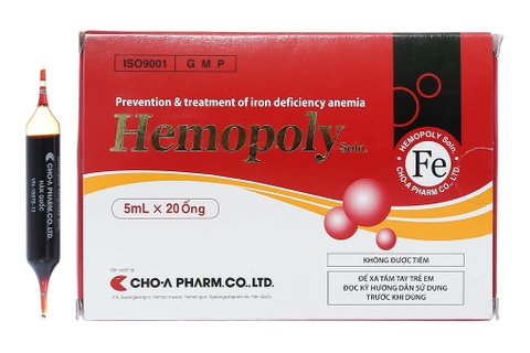 Dung dịch uống Hemopoly ngăn ngừa và trị thiếu máu do thiếu sắt (20 ống x 5ml)
