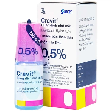 Dung dịch nhỏ mắt Cravit 0.5% Santen điều trị viêm bờ mi, viêm túi lệ (5ml)