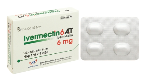 Ivermectin 6 A.T trị giun, ấu trùng (1 vỉ x 4 viên)