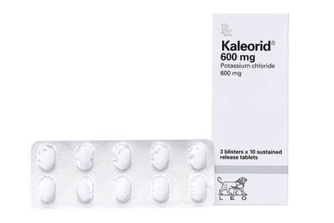 Kaleorid 600mg phòng và trị giảm kali máu (3 vỉ x 10 viên)