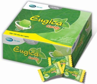 Kẹo ngậm thảo dược Eugica Candy MEGA We care giảm ho, đau rát họng (100 viên)