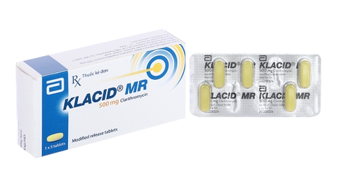 Klacid MR 500mg trị các nhiễm khuẩn do vi khuẩn nhạy cảm (1 vỉ x 5 viên)