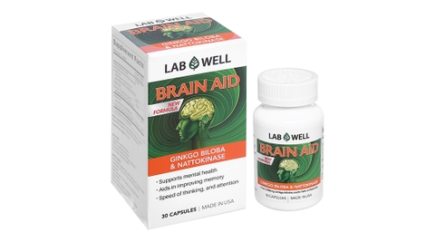 Lab Well Brain Aid Ginkgo Biloba & Nattokinase bổ não chai 30 viên