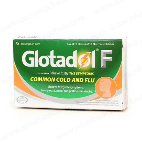 Thuốc trị sổ mũi, nghẹt mũi, nhức đầu Glotadol F hộp 10 vỉ x 10 viên