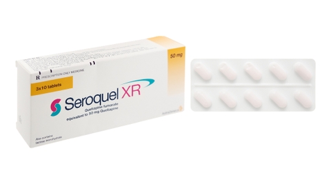 Seroquel XR 50mg trị bệnh tâm thần phân liệt, rối loạn lưỡng cực (3 vỉ x 10 viên)