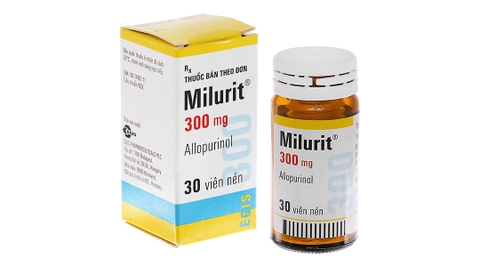 Milurit 300mg trị gout, tăng acid uric huyết nguyên phát chai 30 viên