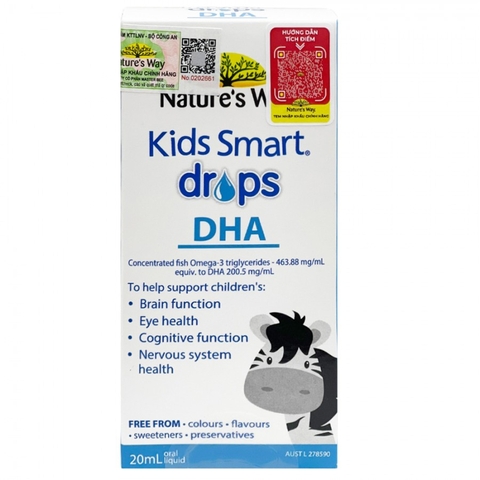 Nature's Way Kids Smart Drops DHA cho bé hỗ trợ phát triển não bộ, thị lực