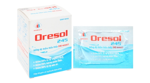 Oresol 245 DMC phòng và trị mất điện giải và nước trong tiêu chảy cấp hộp 20 gói