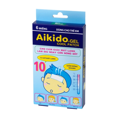 Miếng dán chườm lạnh, hạ sốt nhanh Aikido Gel Cool Patch (2 miếng/gói)