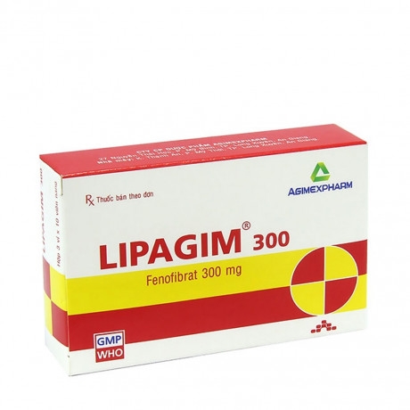 Lipagim 300 Agimexpharm điều trị mỡ máu (Hộp 3 vỉ x 10 viên)