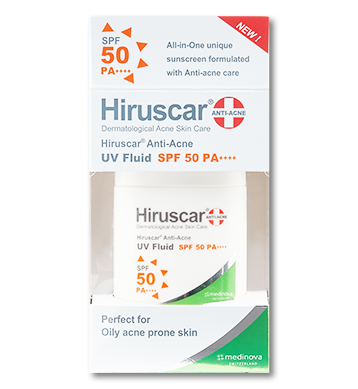 Sữa chống nắng ngừa mụn Hiruscar Anti-Acne UV Fluid SPF50 PA++++ hộp 1 chai 25g