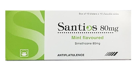 Thuốc trị đầy hơi, khó tiêu Santios 80mg hộp 10 vỉ x 10 viên