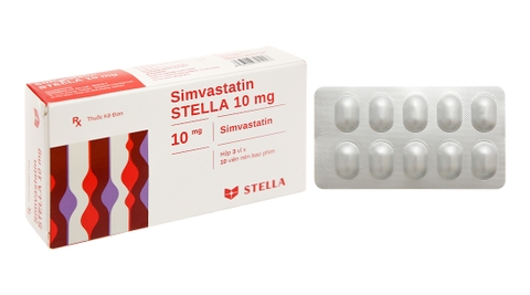 Simvastatin Stella 10mg trị rối loạn mỡ máu (3 vỉ x 10 viên)