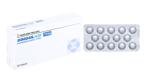 Singulair 10mg dự phòng, trị hen phế quản mạn tính (2 vỉ x 14 viên)