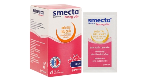 Thuốc bột pha hỗn dịch uống Smecta hương dâu 3g trị tiêu chảy cấp (12 gói x 3.76g)