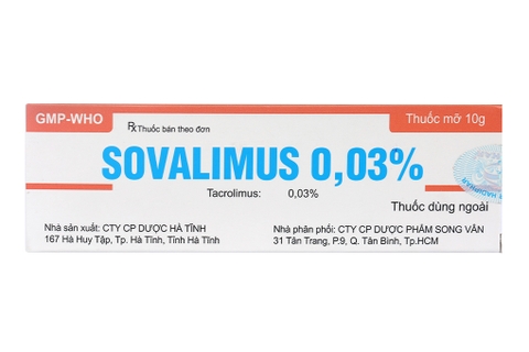 Sovalimus 0.03% trị chàm thể tạng tuýp 10g