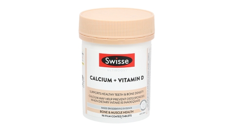 Swisse Ultiboost Calcium + Vitamin D giúp xương chắc khỏe chai 90 viên