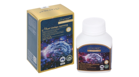 Vitatree Maxi Ginkgo 9500mg giúp tăng cường tuần hoàn máu não hộp 60 viên