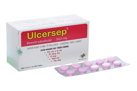 Viên nhai Ulcersep 262.5mg giảm khó chịu dạ dày, buồn nôn (10 vỉ x 10 viên)