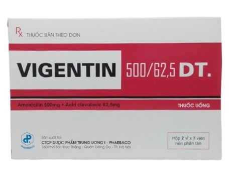 Thuốc Vigentin 500/62,5 DT. - kháng sinh điều trị nhiễm khuẩn