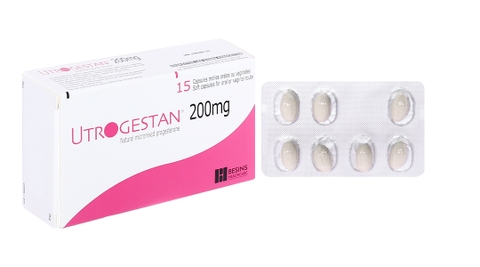 Utrogestan 200mg trị các rối loạn do thiếu progesterone (1 vỉ x 7 viên + 1 vỉ x 8 viên)