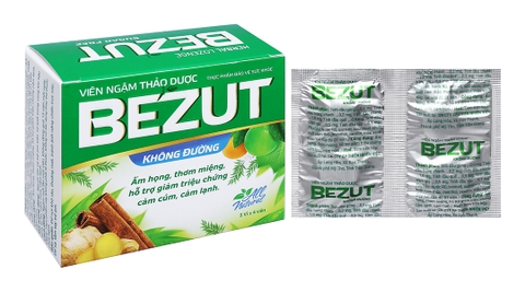 Viên ngậm Bezut không đường hỗ trợ giảm cảm cúm hộp 20 viên