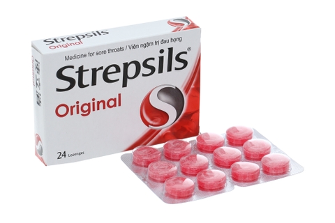 Viên ngậm Strepsils Original kháng khuẩn, giảm đau họng (2 vỉ x 12 viên)