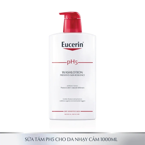 Sữa tắm không mùi Eucerin pH5 WashLotion Preserves Skin Resilience cho da nhạy cảm (1000ml)