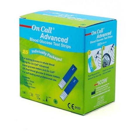 Que Thử Đường Huyết On Call Advanced Hộp 25 que