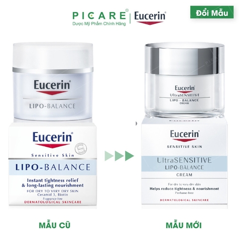 Kem Dưỡng Ẩm Dành Cho Da Khô, Da Nhạy Cảm Eucerin Lipo Balance 50ml