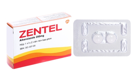 Zentel 200mg trị giun đường ruột (1 vỉ x 2 viên)