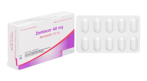 Zentocor 40mg trị rối loạn mỡ máu (3 vỉ x 10 viên)