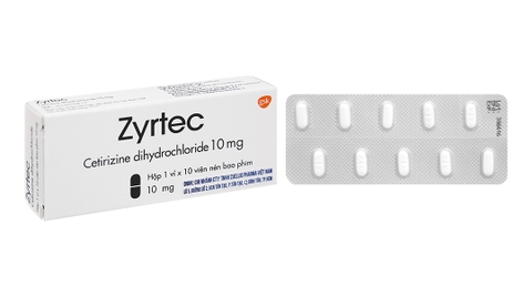 Zyrtec 10mg trị viêm mũi dị ứng, mề đay (1 vỉ x 10 viên)