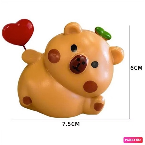 Chuột Capybara Nâu Cầm Trái Tim - Nhựa Cứng (con)