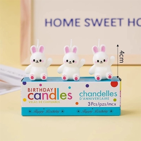 Nến 3 Thỏ Trắng (vỉ)