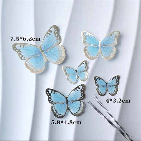 Sét 5 Bướm Giấy Ép Nhũ - XANH DƯƠNG (sét)