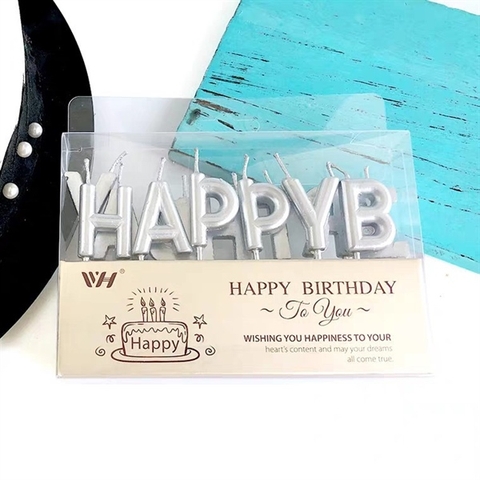 Nến Nhũ Happy - BẠC (vỉ)