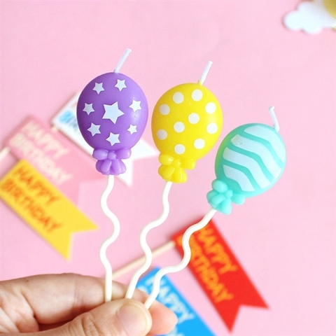 3 Cây Nến Hình Bóng Bay (tím - vàng - xanh)