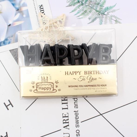 Nến Nhũ Happy - ĐEN (vỉ)