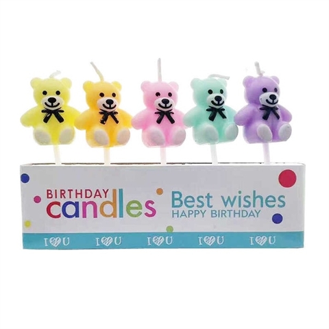Nến 5 Gấu Sắc Màu (vỉ)