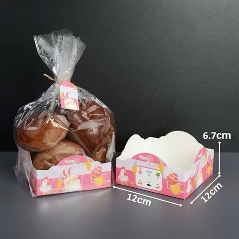 Túi Cookies Gà Trắng Và Thỏ Vàng Vuông - HỒNG TO (100 cái)