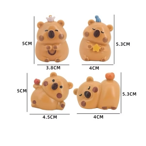Bộ 4 Chuột Capybara Nâu (bộ 4 con)