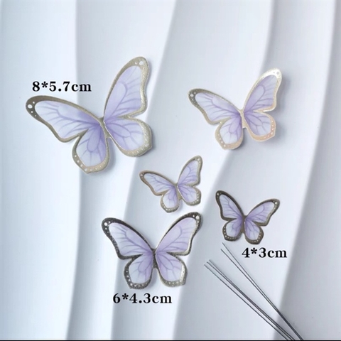 Sét 5 Bướm Giấy Ép Nhũ - TÍM (sét)