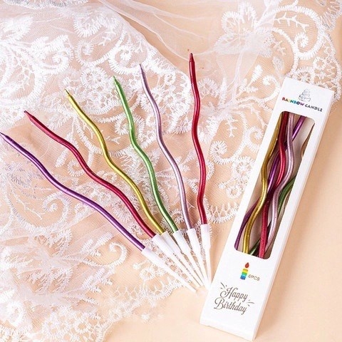 Nến Sóng Dài NHŨ MIX MÀU (vỉ 6 cây)